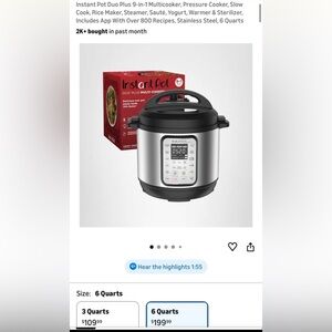 NEW Instant Pot Duo Plus 9-in-1 Multi, Preasure,Slow, Rice Cooker + 6 Quarts